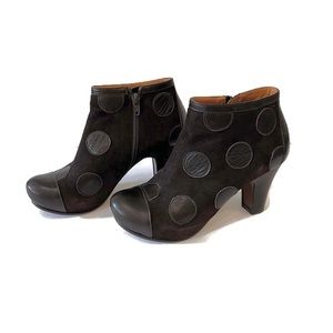 ✨DESIGNER ✨Chie Mihara Leather Suede Brown Polka Dot Side Zip Ankle Boots :  6